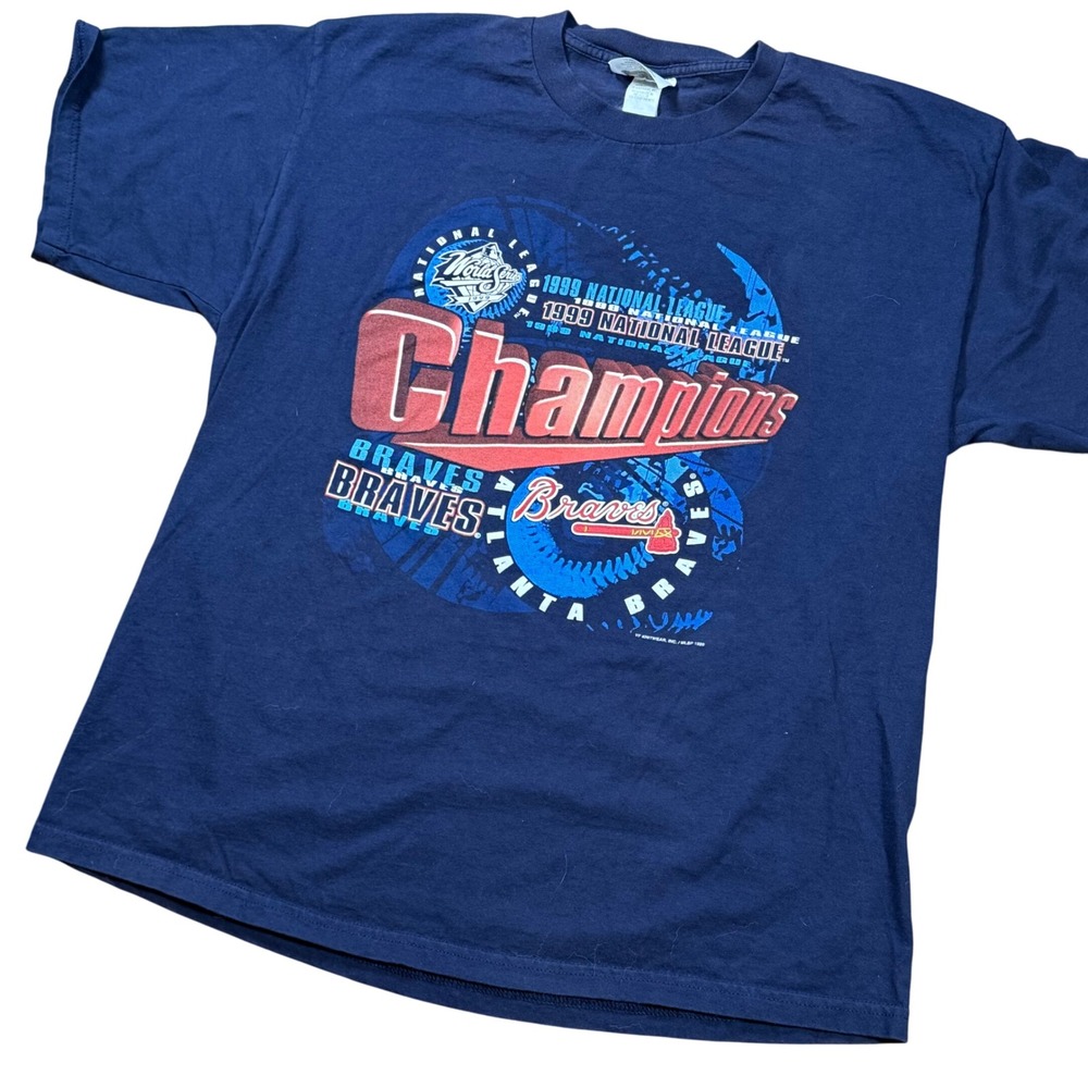 Vintage 1999 Atlanta Braves Champions T-Shirt‎ MLB Baseball Graphic Tee XL CSA